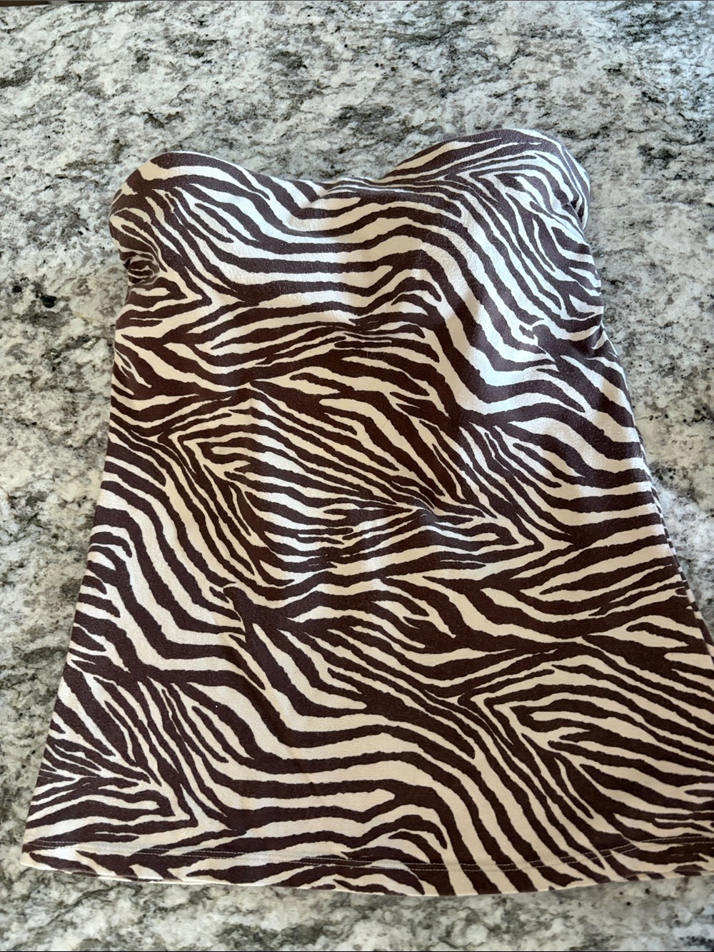 Sexy basic tube top- Brown Zebra-Print Strapless One-Piece